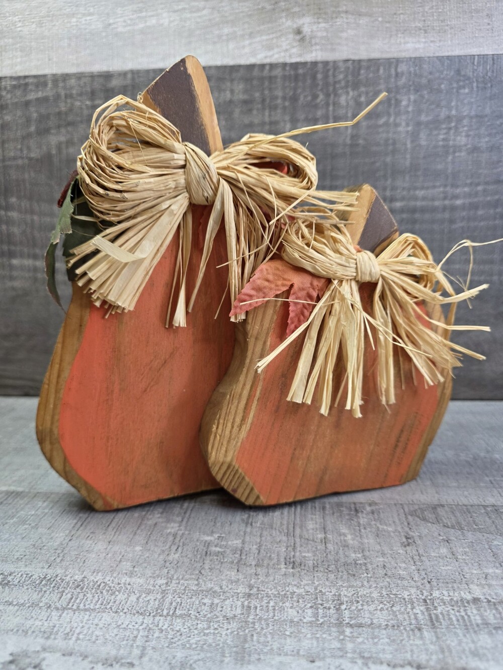 Primitive Wood Pumpkin 8" Halloween Fall Autumn Decor Rustic Grannycore g6